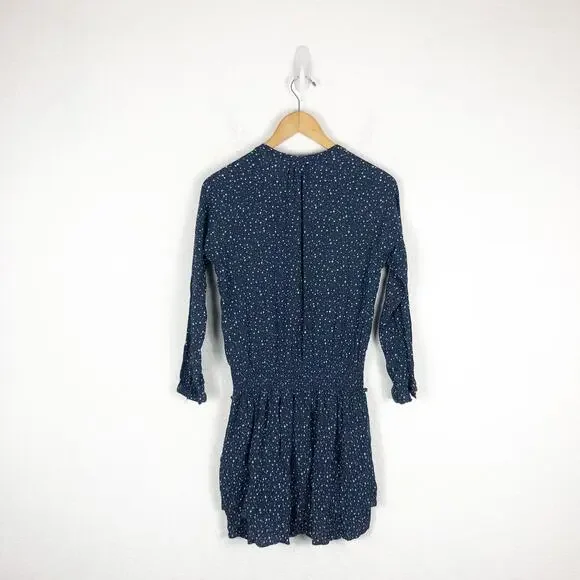 Rails Jasmine Star Print Mini Dress Navy Nova Size Medium Smocked Long Sleeve - Picture 11 of 12
